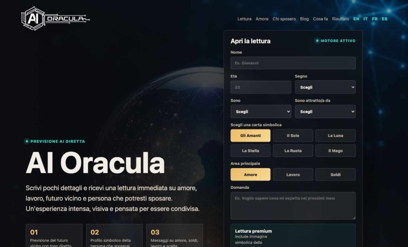 Screenshot del sito aioracula.com