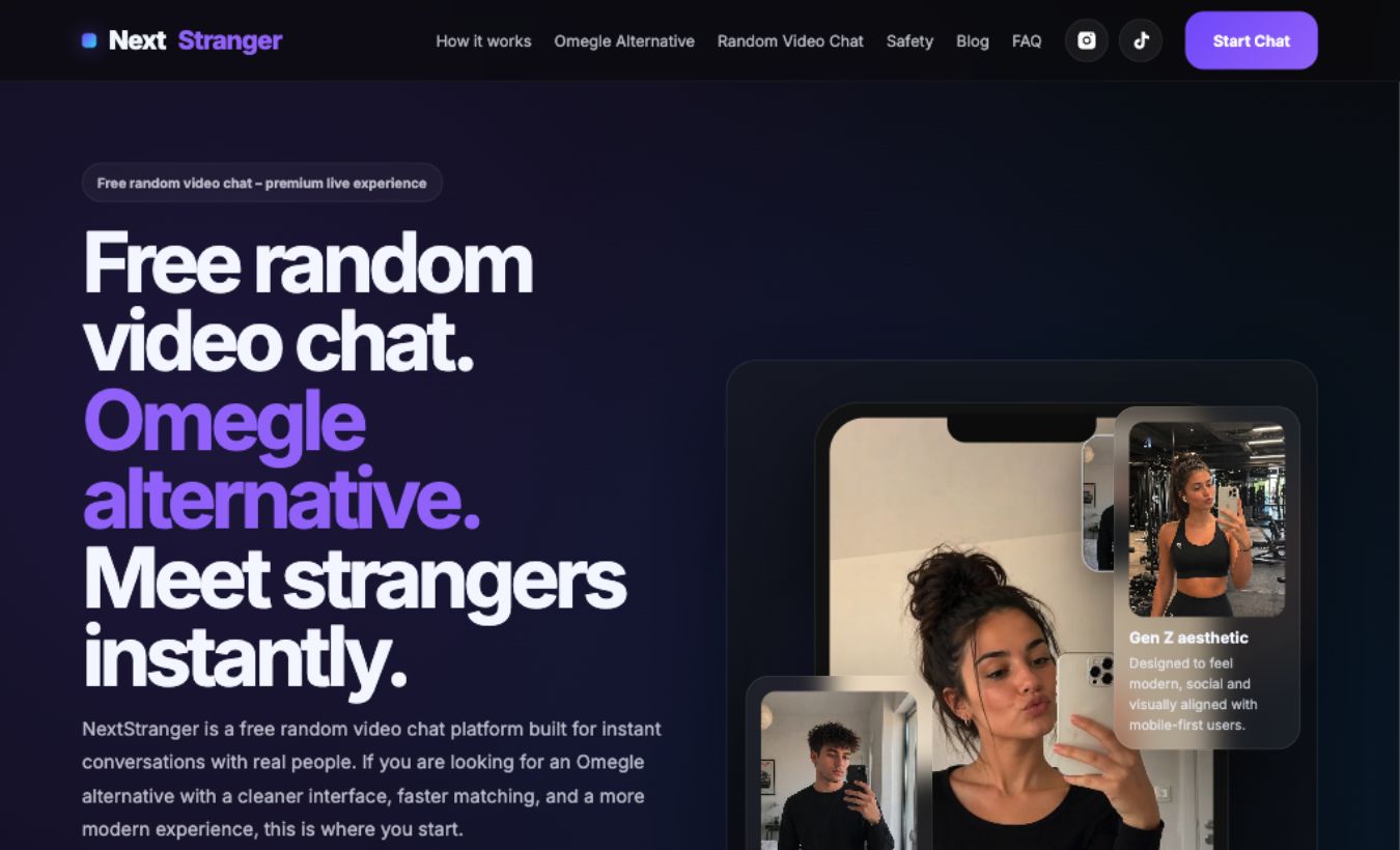 Screenshot del sito nextstranger.chat