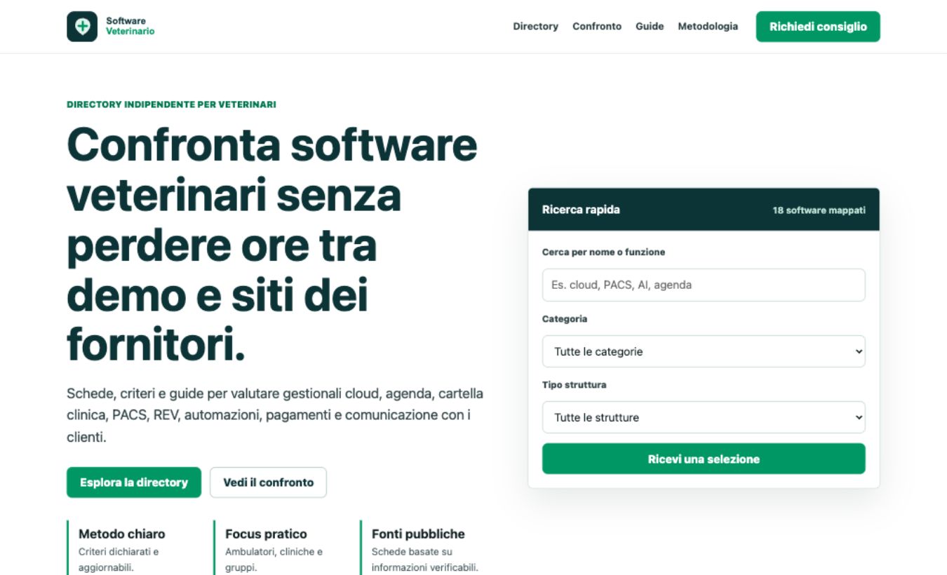 Screenshot del sito softwareveterinario.it